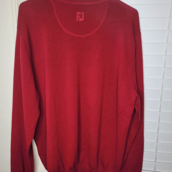 FootJoy FJ Mens Sweater Red V-Neck L Wool Golf Business Casual Preppy light - Picture 2 of 5